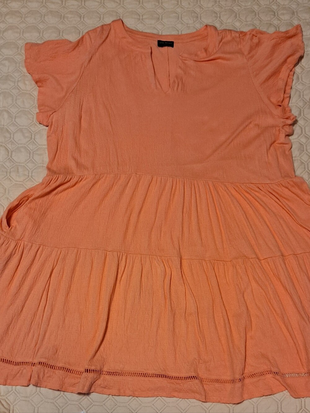 Lane Bryant Women's Peach Tiered Flutter-Sleeve Top Sz 30/32